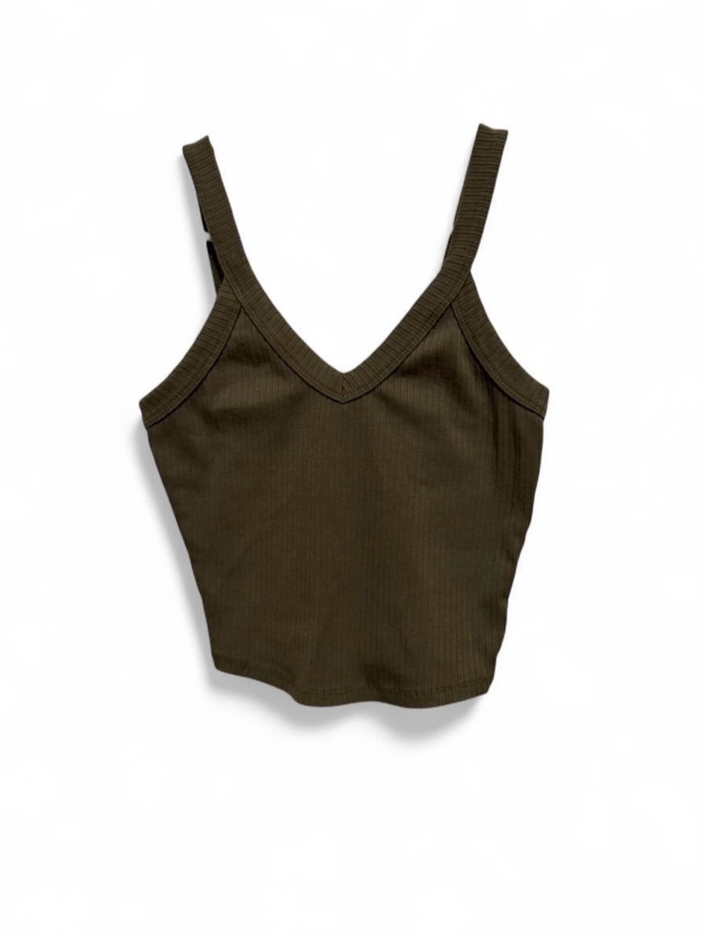 Ribbed V-Neck Camisole Tank - Olive